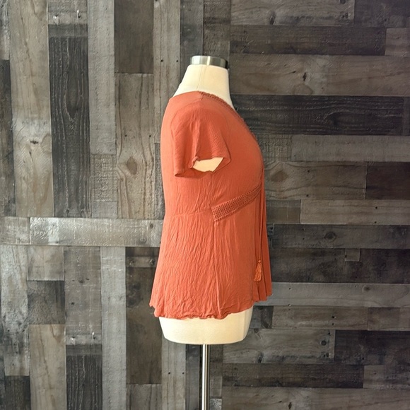 Torrid 00 brown peasant top boho chic flowy festival hippie crochet wanderlust - Picture 9 of 11